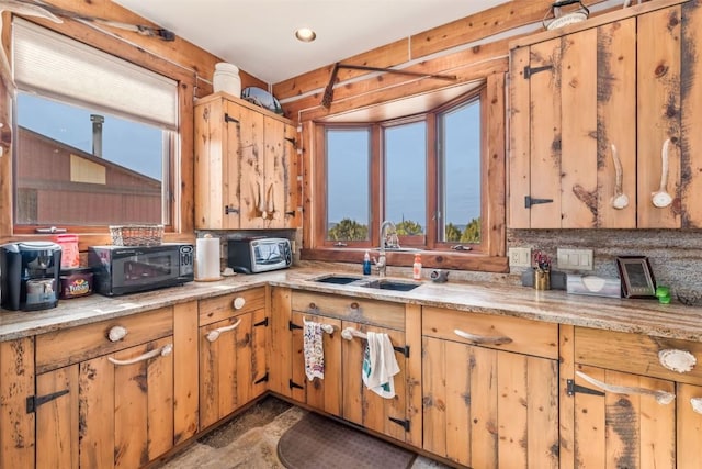76 County Road 60b, Maybell, CO 81640 - kitchen featuring a sink, black microwave, and recessed lighting