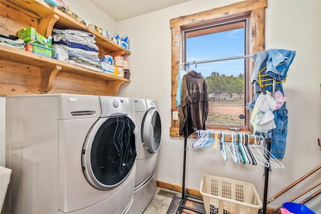 76 County Road 60b, Maybell, CO 81640 - washroom featuring separate washer and dryer and baseboards