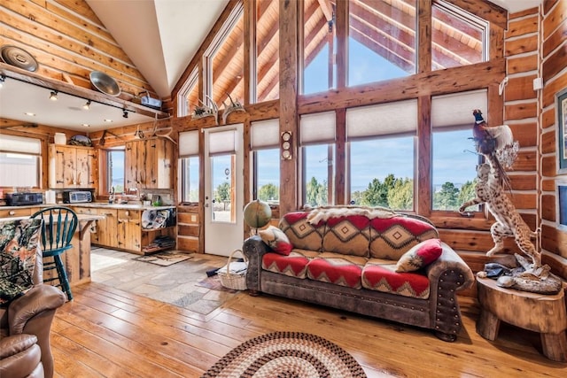 76 County Road 60b, Maybell, CO 81640 - living room featuring light wood-style flooring and high vaulted ceiling