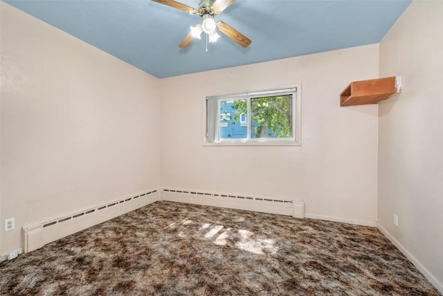 186 E Jefferson Ave, Hayden, CO 81639 - unfurnished room with carpet flooring, ceiling fan, and a baseboard radiator