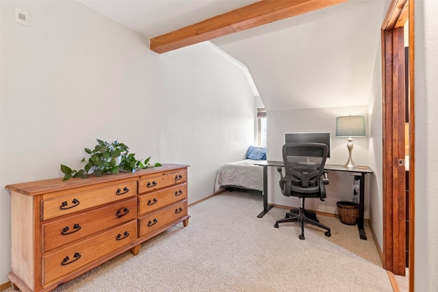 700 Lakepoint Dr Unit A10, Frisco, CO 80443 - office area with vaulted ceiling with beams and light carpet