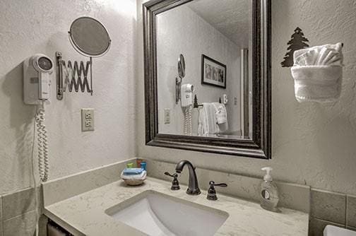 820 Columbine Rd Unit 10, Breckenridge, CO 80424 - bathroom with a textured wall and vanity