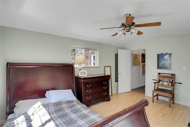 823 Gcr 8411, Tabernash, CO 80478 - bedroom with light wood-style flooring, lofted ceiling, and ceiling fan
