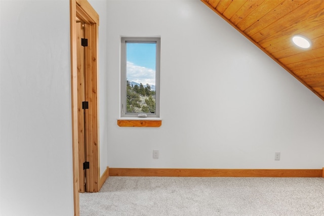 3415 Redhill Rd, Fairplay, CO 80440 - carpeted empty room with baseboards, vaulted ceiling, and wooden ceiling