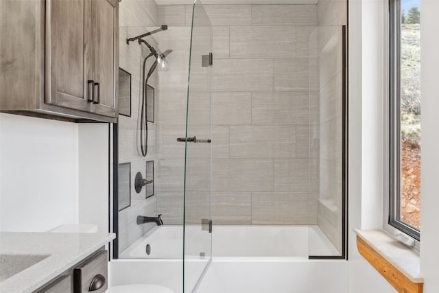 3415 Redhill Rd, Fairplay, CO 80440 - full bath featuring enclosed tub / shower combo, vanity, and toilet
