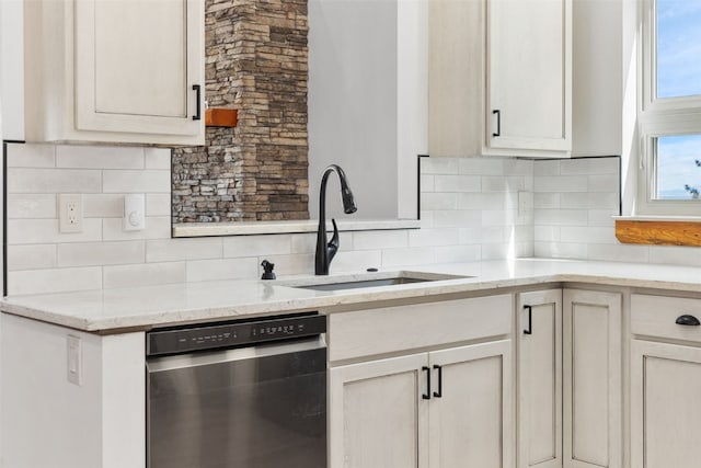 3415 Redhill Rd, Fairplay, CO 80440 - kitchen featuring stainless steel dishwasher, a sink, and tasteful backsplash