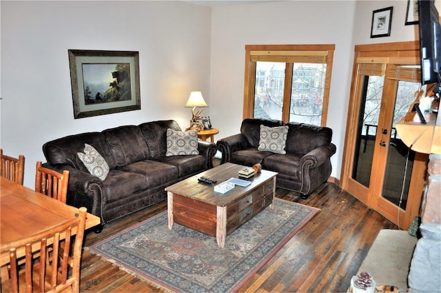 91 River Run Rd Unit 8122, Keystone, CO 80435 - living room with hardwood / wood-style floors and french doors