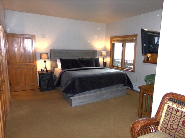 91 River Run Rd Unit 8122, Keystone, CO 80435 - bedroom featuring carpet floors and a baseboard radiator
