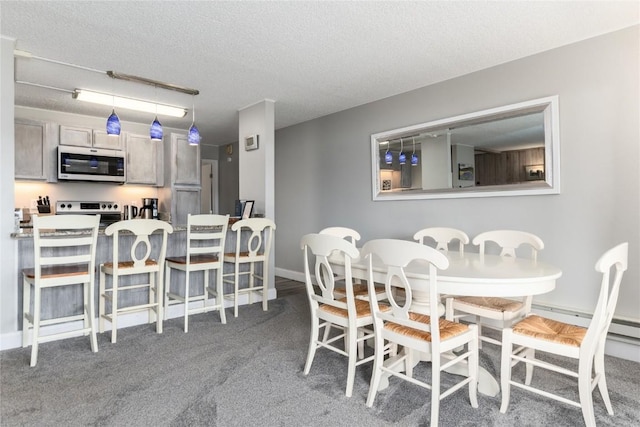 72 Corinthian Cir Unit 102, Dillon, CO 80435 - carpeted dining area featuring a textured ceiling and a baseboard heating unit