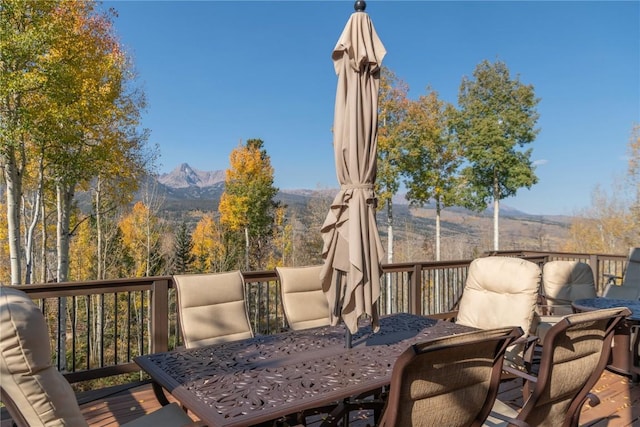 2206 Hamilton Creek Rd, Silverthorne, CO 80498 - deck featuring outdoor dining area and a mountain view