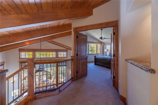 2206 Hamilton Creek Rd, Silverthorne, CO 80498 - corridor with carpet flooring and wood ceiling