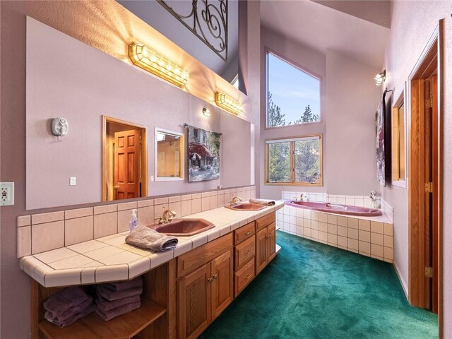 463 Blue Flag Cir, Breckenridge, CO 80424 - full bath featuring double vanity, a bath, and a high ceiling