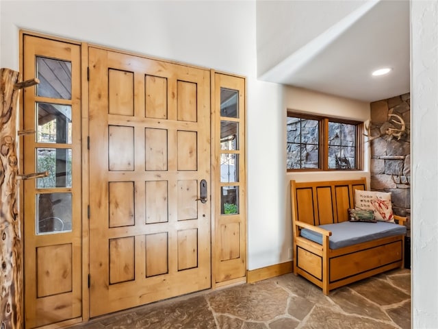 59 Mountain Bluebell Rd, Keystone, CO 80435 - entryway featuring stone finish flooring, healthy amount of natural light, and baseboards