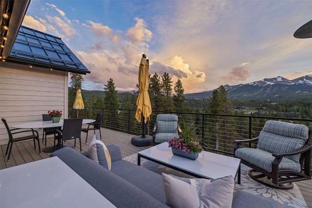 456 Forest Hills Dr, Breckenridge, CO 80424 - view of patio / terrace with outdoor dining space and a mountain view