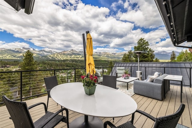 456 Forest Hills Dr, Breckenridge, CO 80424 - wooden terrace featuring a mountain view