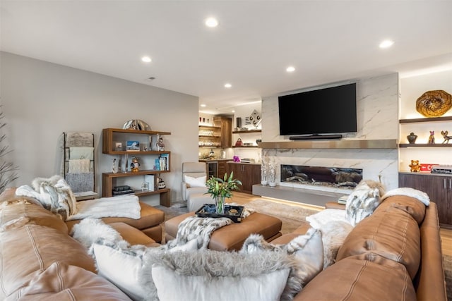 456 Forest Hills Dr, Breckenridge, CO 80424 - living room featuring recessed lighting, wood finished floors, and a premium fireplace