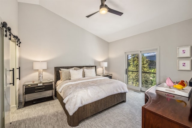 456 Forest Hills Dr, Breckenridge, CO 80424 - bedroom with vaulted ceiling, access to outside, and a ceiling fan