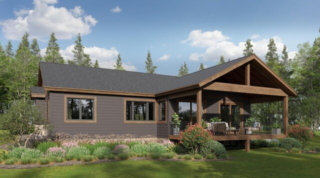 30350 Hostler Dr, Oak Creek, CO 80467 - rear view of house featuring a lawn and a deck