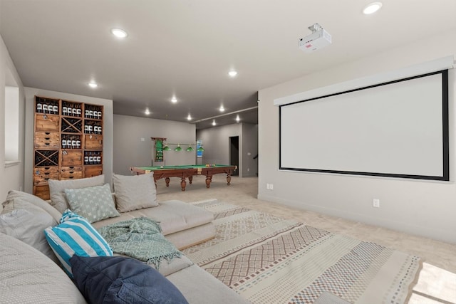 30350 Hostler Dr, Oak Creek, CO 80467 - cinema room with billiards table, carpet flooring, and recessed lighting