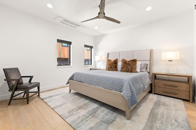 1241 Urban Way, Steamboat Springs, CO 80487 - bedroom with light wood-type flooring, recessed lighting, ceiling fan, and baseboards