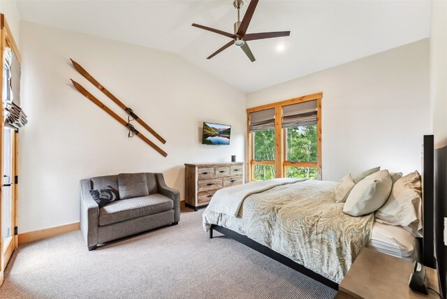 7 Moss Way, Silverthorne, CO 80498 - bedroom featuring vaulted ceiling, carpet, and a ceiling fan