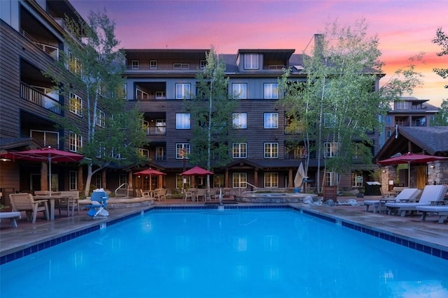 community pool with a patio