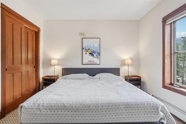 22787 US Highway 6 Unit 302, Keystone, CO 80435 - bedroom featuring baseboard heating, multiple windows, and a closet