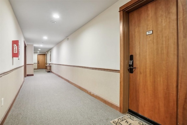 22787 US Highway 6 Unit 302, Keystone, CO 80435 - hallway with carpet flooring, baseboards, and recessed lighting