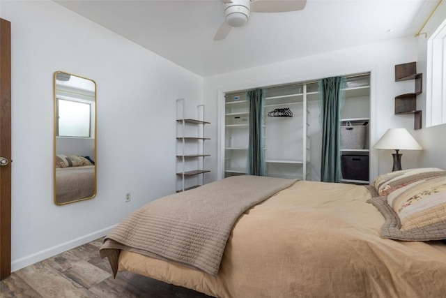 180 Evergreen Rd Unit 105, Dillon, CO 80435 - bedroom featuring wood finished floors and ceiling fan