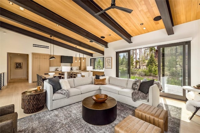 214 Windflower Ln, Frisco, CO 80443 - living area with light wood-style flooring and wooden ceiling