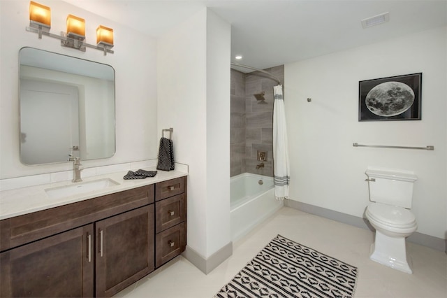 37 W 4th St Unit 201E, Silverthorne, CO 80498 - full bathroom featuring vanity, shower / bathtub combination with curtain, tile patterned flooring, and recessed lighting