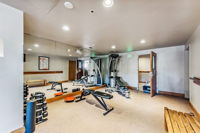 100 S Park Ave Unit E111, 112, Breckenridge, CO 80424 - workout area featuring recessed lighting, carpet floors, and baseboards
