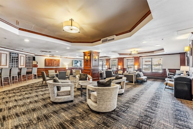 100 S Park Ave Unit E111, 112, Breckenridge, CO 80424 - lobby featuring crown molding, recessed lighting, and a wainscoted wall