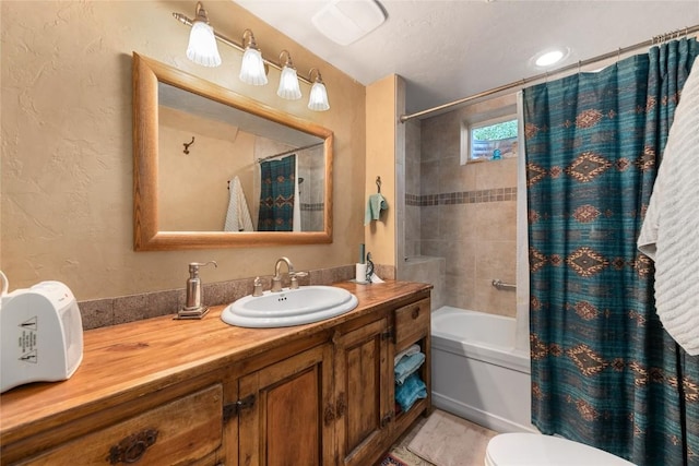57610 Longfellow Way, Clark, CO 80428 - bathroom featuring vanity, shower / tub combo, and a textured wall