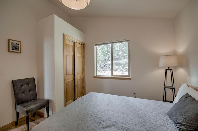 bedroom with a closet and baseboards