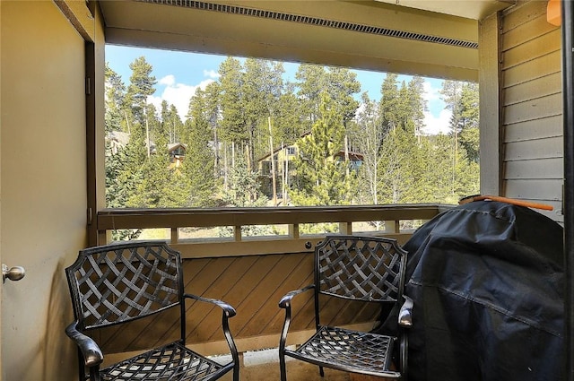 balcony featuring area for grilling