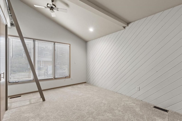 818 Broad St, Steamboat Springs, CO 80487 - spare room with carpet flooring, a ceiling fan, and lofted ceiling