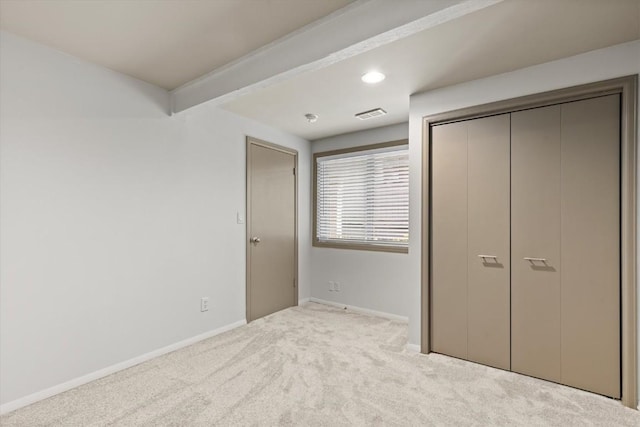 818 Broad St, Steamboat Springs, CO 80487 - unfurnished bedroom with carpet floors, baseboards, beamed ceiling, and recessed lighting