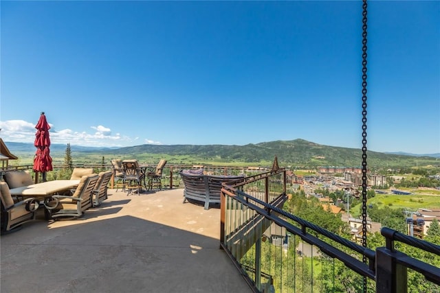 view of patio featuring a mountain view