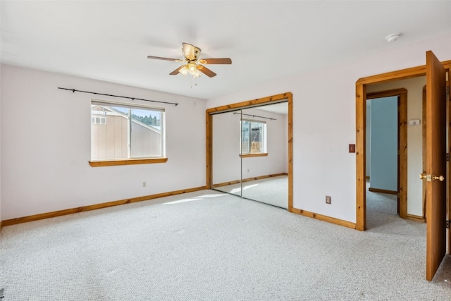 316 3rd St, Fairplay, CO 80440 - unfurnished bedroom with baseboards, carpet flooring, a closet, and a ceiling fan
