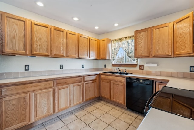 316 3rd St, Fairplay, CO 80440 - kitchen featuring black appliances, a sink, light countertops, recessed lighting, and light tile patterned flooring