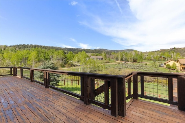 22755 Snowbird Trl, Oak Creek, CO 80467 - wooden terrace with a view of trees and a mountain view