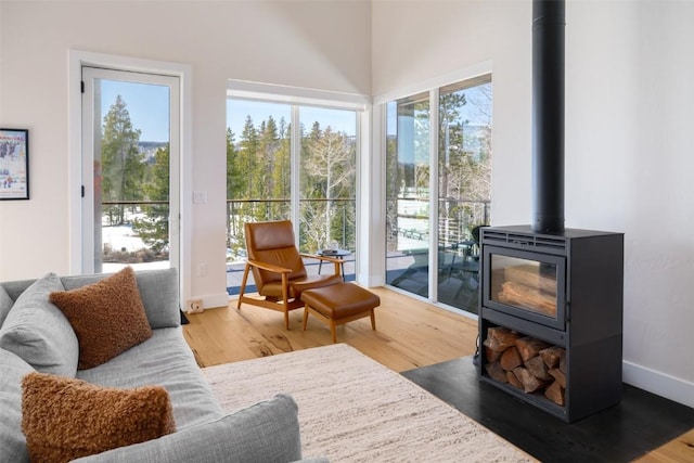 21185 County Road 16, Oak Creek, CO 80467 - sunroom with a wood stove