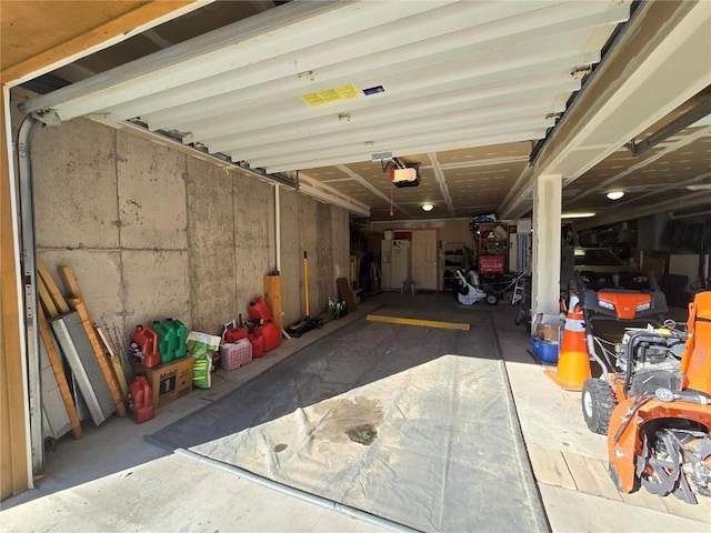 garage with a garage door opener