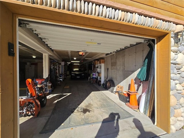 garage with a garage door opener