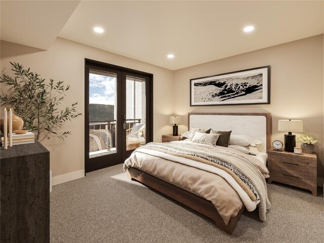 75 Hunki Dori Ct Unit E107, Keystone, CO 80435 - bedroom with carpet, access to exterior, french doors, and recessed lighting