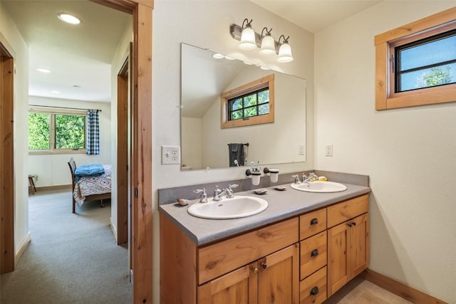 31020 Fallen Falcon Trl, Oak Creek, CO 80467 - bathroom featuring double vanity, ensuite bath, and recessed lighting
