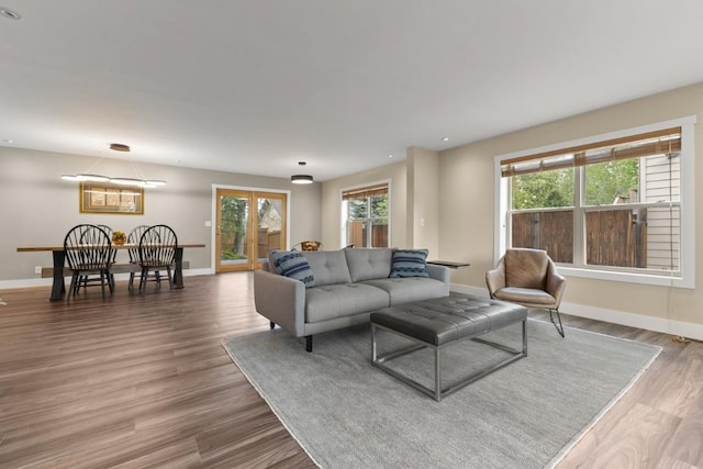 27401 Brandon Cir, Steamboat Springs, CO 80487 - living area with healthy amount of natural light, wood finished floors, baseboards, and recessed lighting