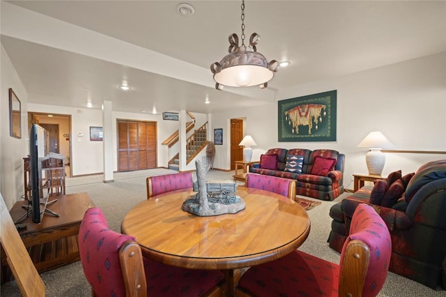 50 Lichen Ln, Keystone, CO 80435 - carpeted dining space featuring stairway, baseboards, and recessed lighting