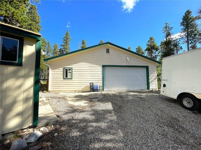 view of detached garage